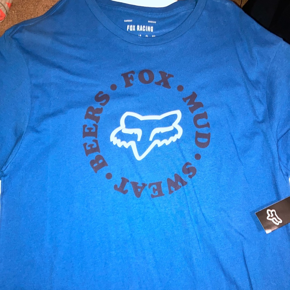 Fox racing blue mud sweat beers motocross shirt large